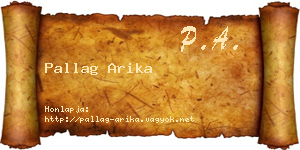 Pallag Arika névjegykártya